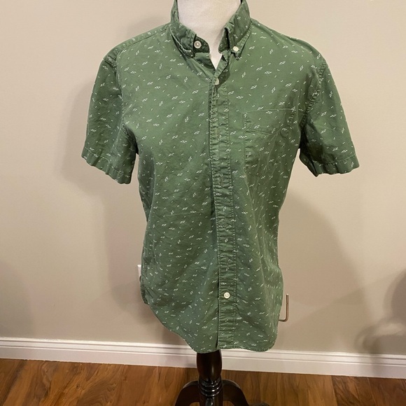 American Eagle Green Men's Button Down Shirt - Picture 1 of 7